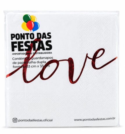 PA- GUARDANAPO DE PAPEL DUPLA CAMADA LOVE BASIC VERMELHO 33X33 CM C/20 UN