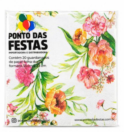 GUARDANAPO DE PAPEL DUPLA CAMADA DESIGN FLORES  33X33CM C/20 UN