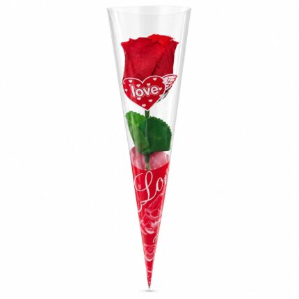BOTÃO DE ROSA VERMELHA EMBALAGEM INDIVIDUAL 30CM