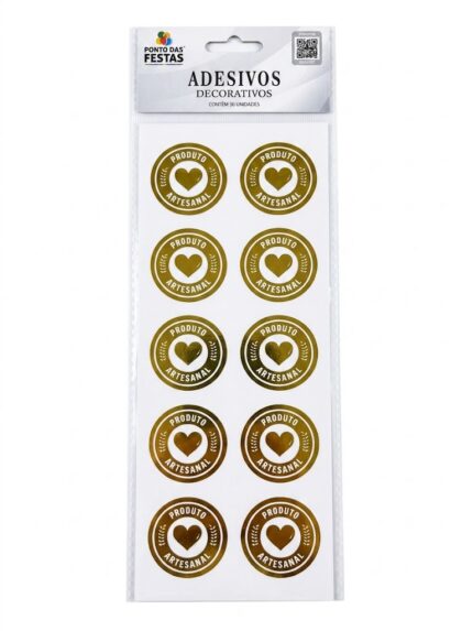 ADESIVO DOURADO HOT STAMPING PRODUTO ARTESANAL COM 30UN