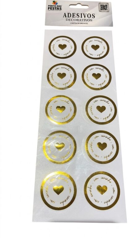 ADESIVO DOURADO HOT STAMPING COM CARINHO COM 30UN
