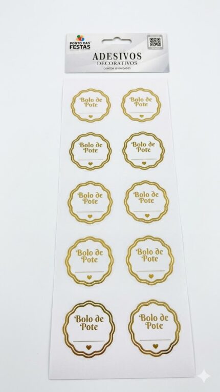 ADESIVO DOURADO HOT STAMPING BOLO DE POTE COM 30UN