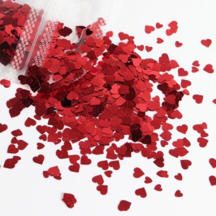 CONFETE PARA BALÃO METALIZADO CORAÇÃO VERMELHO 4MM COM 10G