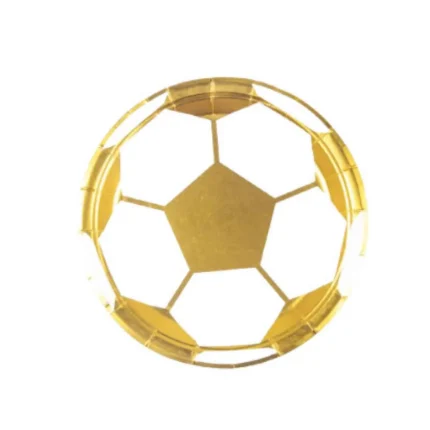 PRATO DESCARTÁVEL DE FUTEBOL DOURADO 18CM COM 10UN
