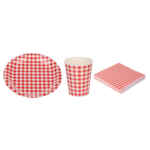 KIT FESTA JUNINA 2 - 10 PRATOS 18CM -10 COPOS 270ML - 20 GUARDANAPOS 33CM