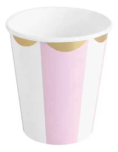 COPO DE PAPEL CIRCO ROSA BEBÊ COM 10 UNIDADES- SILVER PLASTIC