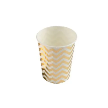 COPO DE PAPEL CHEVRON DOURADO COM 10 UNIDADES- SILVER PLASTIC
