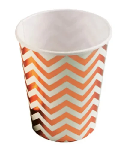 COPO DE PAPEL CHEVRON BRONZE COM 10 UNIDADES- SILVER PLASTIC