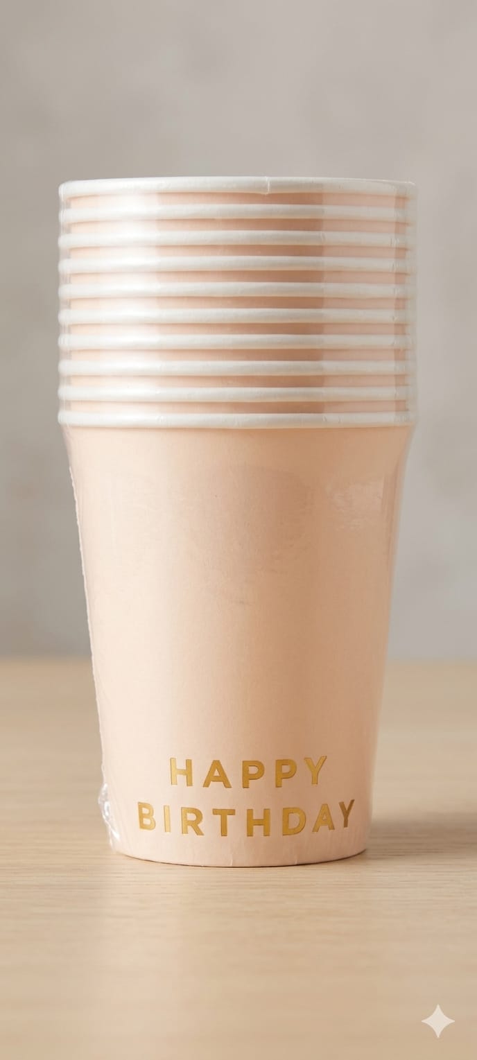 15558102330-whatsapp-image-2026-06-11-at-11-12-54.jpeg COPO DE PAPEL ROSA HAPPY BIRTHDAY COM 10 UNIDADES- SILVER PLASTIC - Imagem 1