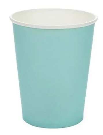 COPO DE PAPEL LISO AZUL BEBÊ COM 10UN  - SILVER PLASTIC