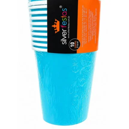 COPO DE PAPEL LISO AZUL PISCINA COM 10UN -  CELEBRAR