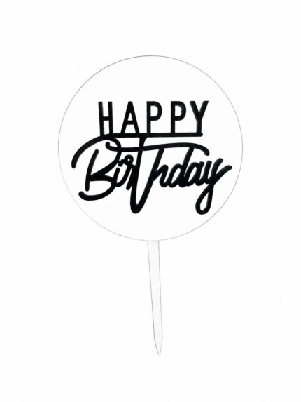 APT- TOPO DE BOLO  HAPPY BIRTHDAY ACRÍLICO  C/ 1UN  - PRETO