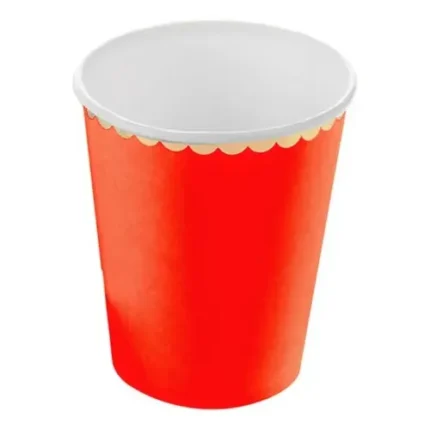 COPO DE PAPEL VERMELHO COM BORDA DOURADA COM 10UN - SILVER PLASTIC