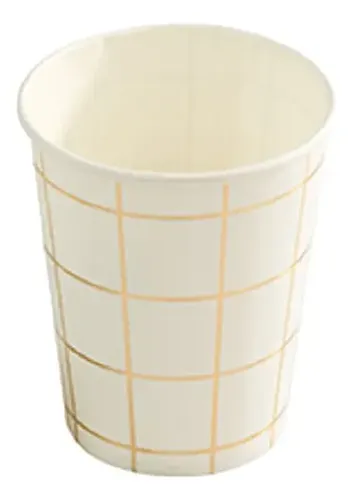 COPO DE PAPEL XADREZ DOURADO COM 10UN - SILVER PLASTIC