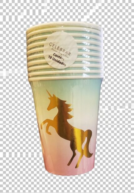 COPO DE PAPEL UNICORNIO COM 10UN - SILVER PLASTIC