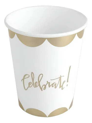 COPO DE PAPEL CELEBRATE DOURADO COM 10UN - SILVER PLASTIC