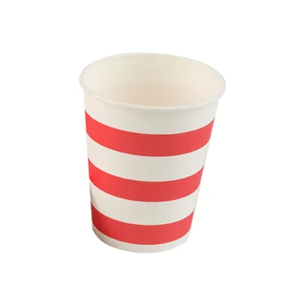 COPO PAPEL LISTRADO VERMELHO COM 10UN - SILVER PLASTIC