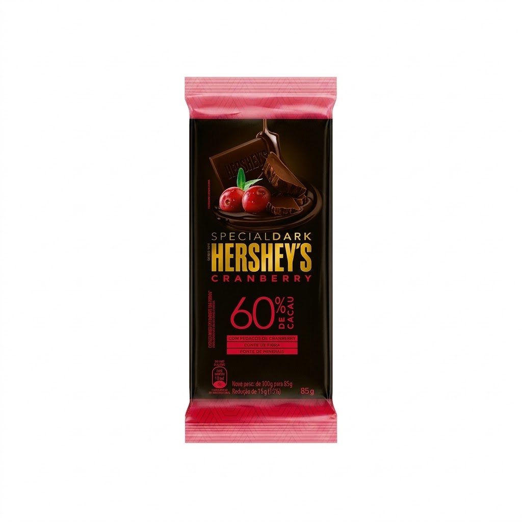 15521568316-dsdcsdsds.jpg CHOCOLATE SPECIAL DARK 60% CRANBERRY 85G - HERSHEY'S - Imagem 1