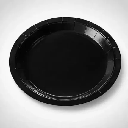 PRATO DE PAPEL PRETO LISO 18CM C/ 10UN - SILVER PLASTIC