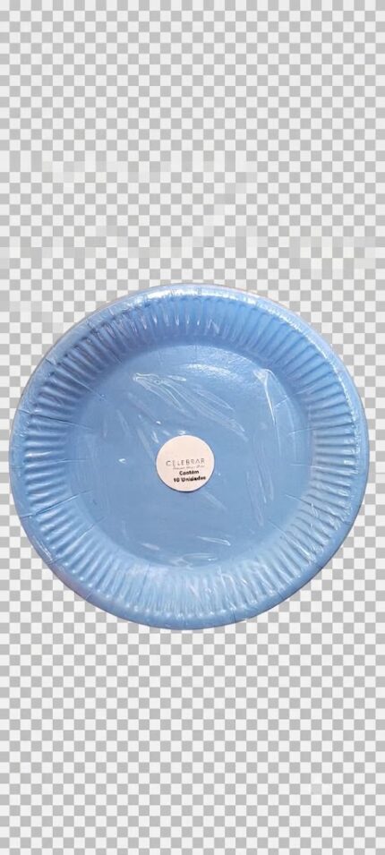 PRATO DE PAPEL LISO AZUL CLARO 18CM C/ 10UN  -  SILVER PLASTIC