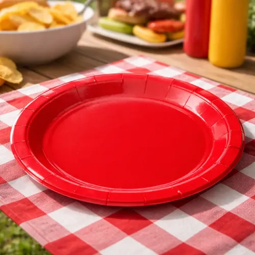 15566844349-d-nq-np-865612-mla104372232681-012026-o.webp PRATO PAPEL LISO VERMELHO 18CM C/ 10UN - SILVER PLASTIC - Imagem 1