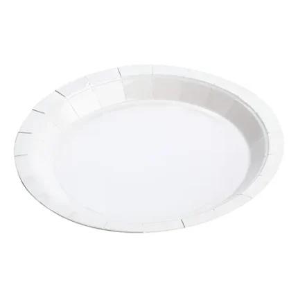 PRATO PAPEL LISO BRANCO 18CM C/10UN - SILVER PLASTIC