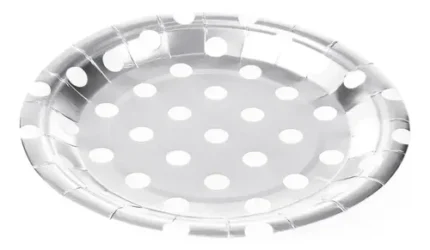 PRATO DE PAPEL POÁ PRATEADO 18CM C/ 10UN - SILVER PLASTIC