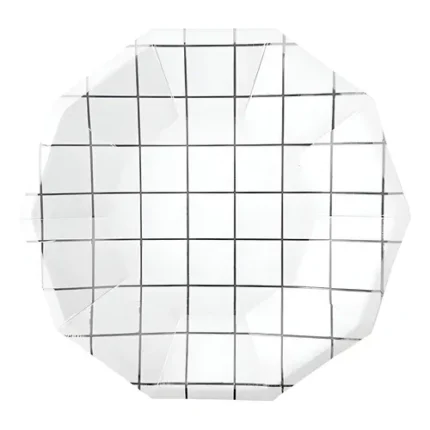 PRATO DE PAPEL XADREZ PRATEADO 18CM C/ 10UN - SLVER PLASTIC