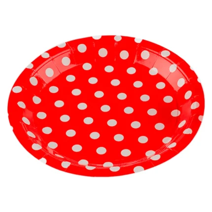 PRATO DE PAPEL POÁ VERMELHO 18CM C/ 10UN - SILVER PLASTIC