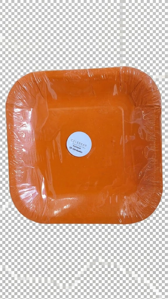 15567580653-watermarked-img-18208718396843881715.jpg PRATO DE PAPEL LISO QUADRADO LARANJA 18CM C/ 10UN - CELEBRAR - Imagem 1