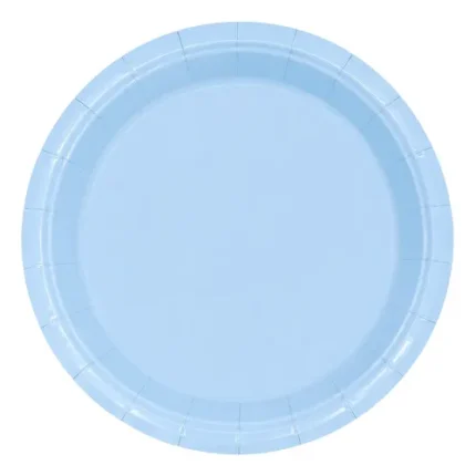 PRATO DE  PAPEL LISO AZUL BEBE COM 10 UNIDADES  -  SILVER PLASTIC