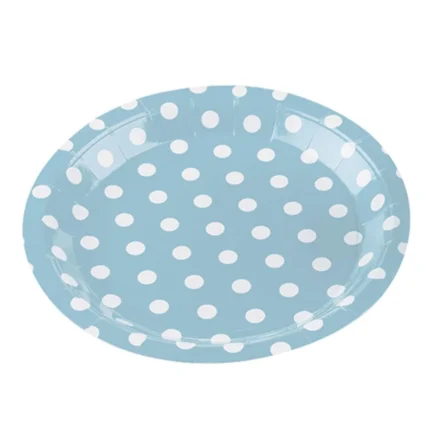 PRATO DE PAPEL POÁ AZUL BEBÊ 18CM C/ 10UN - SILVER PLASTIC