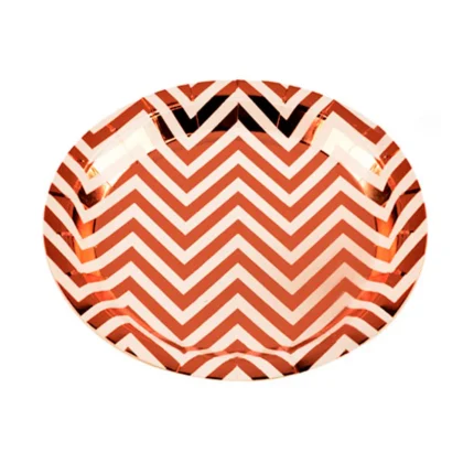 PRATO DE PAPEL CHEVRON BRONZE 18CM C/ 10UN - SILVER PLASTIC