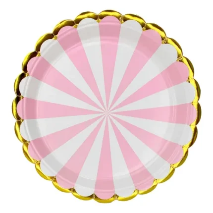 PRATO DE PAPEL CIRCO ROSA BEBÊ COM 10 UNIDADES - SILVER PLASTIC