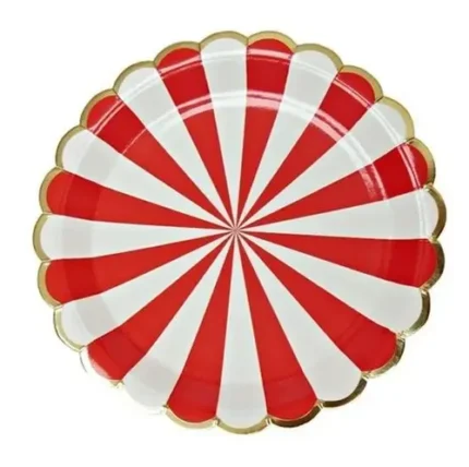 PRATO DE PAPEL CIRCO VERMELHO 18CM C/ 10UN - SILVER PLASTIC