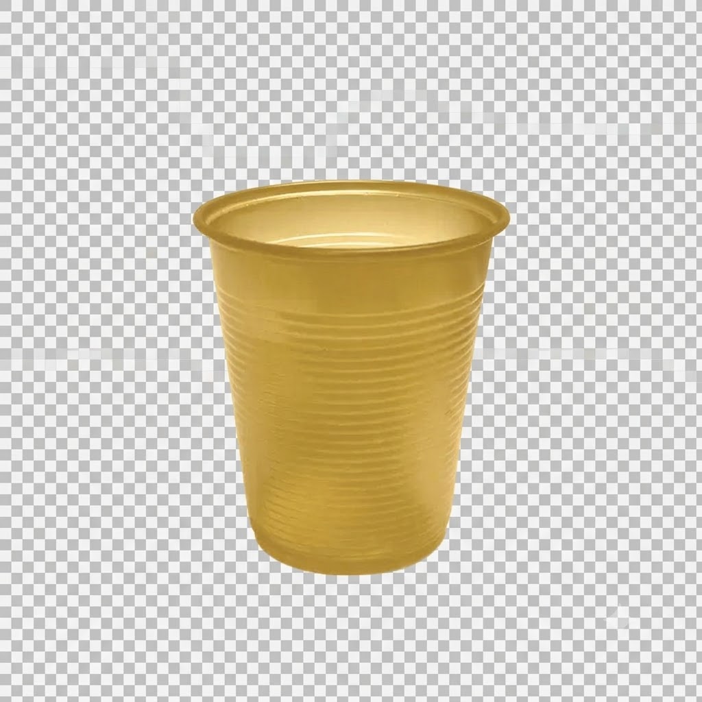 15568435552-watermarked-img-13369460940827343853.jpg COPO PLÁSTICO DOURADO 200ML C/50 - DUDIGO - Imagem 1