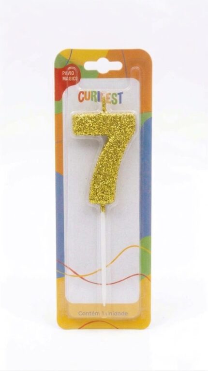 VELA DE ANIVERSÁRIO HASTE CONCEPT GLITTER DOURADA N°7