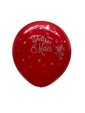 BALÃO DE LATÉX  9 POLEGADAS MELHOR MAE BRANCO/VERMELHO REDONDO COM 25 UNID- JOY