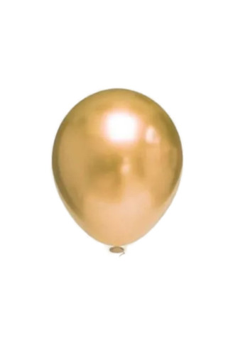 BALÃO DE LATÉX 5 POLEGADAS  OURO CROMADO REDONDO COM 25 UNID- JOY