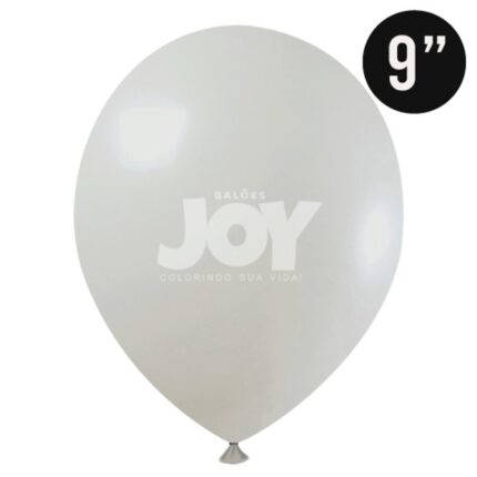 BALÃO DE LATÉX  9 POLEGADAS OFF WHITE METALIZADO REDONDO COM 25 UNIDADES - JOY