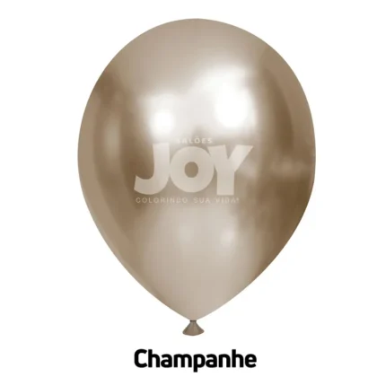 BALÃODE LATÉX 5 POLEGADAS CHAMPAGNE CROMADO REDONDO COM 25 UNIDADES - JOY