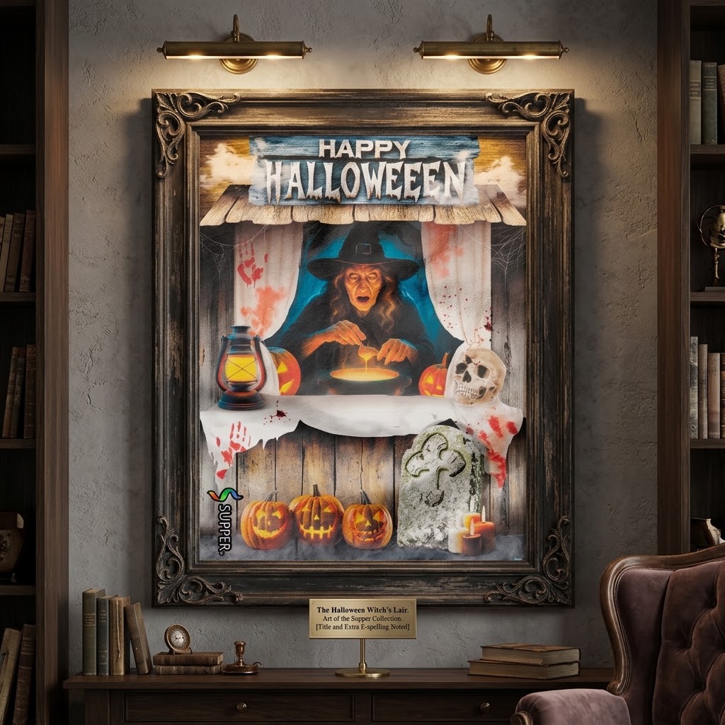 15604186392-ede3753f-8ebc-496d-b928-22a5d87aab32.jpg PAINEL TNT ESTAMPADO BRUXA HALLOWEEN 1,40X1,0M 40G/M² 1400MM - Imagem 1