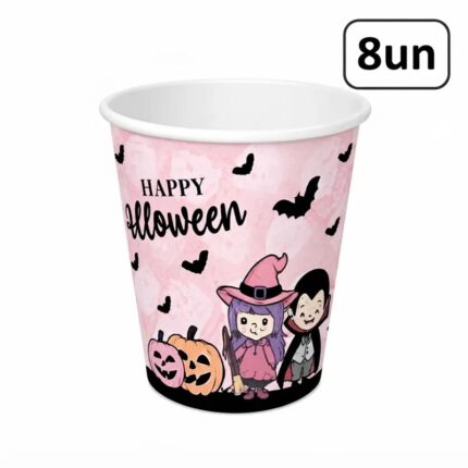 COPO DE PAPEL MONSTROS HAPPY HALLOWEEN 250ML C/8 UN