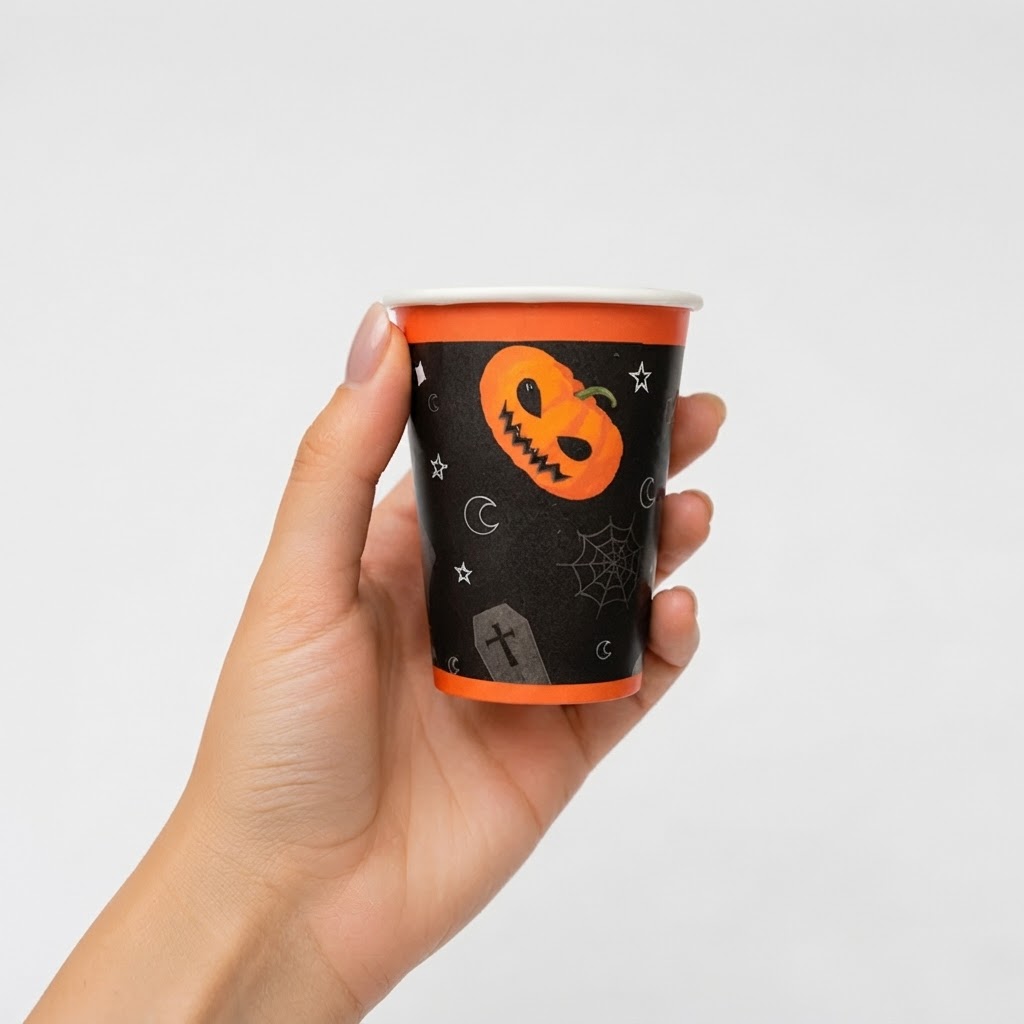 15614780110-12365.jpg COPO DE PAPEL HALLOWEEN SOMBRIO 250ML C/ 8UN - Imagem 1