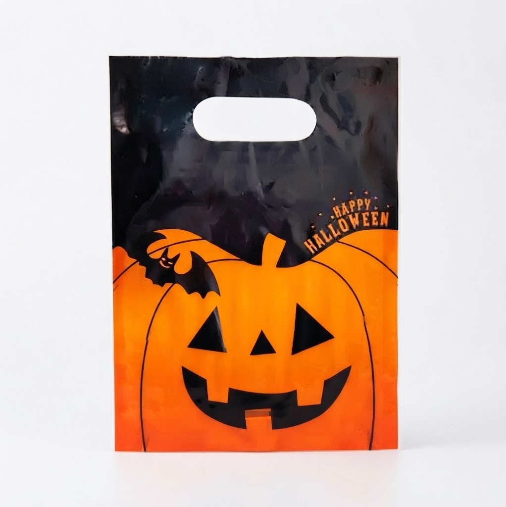 15614787798-watermarked-img-13990882711209260387.jpg SACOLA PLÁSTICO HAPPY HALLOWEEN ABÓBORA 18X25CM C/10 UN - Imagem 1