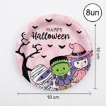 PRATO DE PAPEL ROSA MONSTROS HAPPY HALLOWEEN 18CM C/ 8UN - Imagem 2