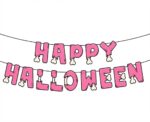 VARAL DE PAPEL ROSA HAPPY HALLOWEEN OSSOS - Imagem 2