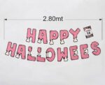VARAL DE PAPEL ROSA HAPPY HALLOWEEN OSSOS - Imagem 3