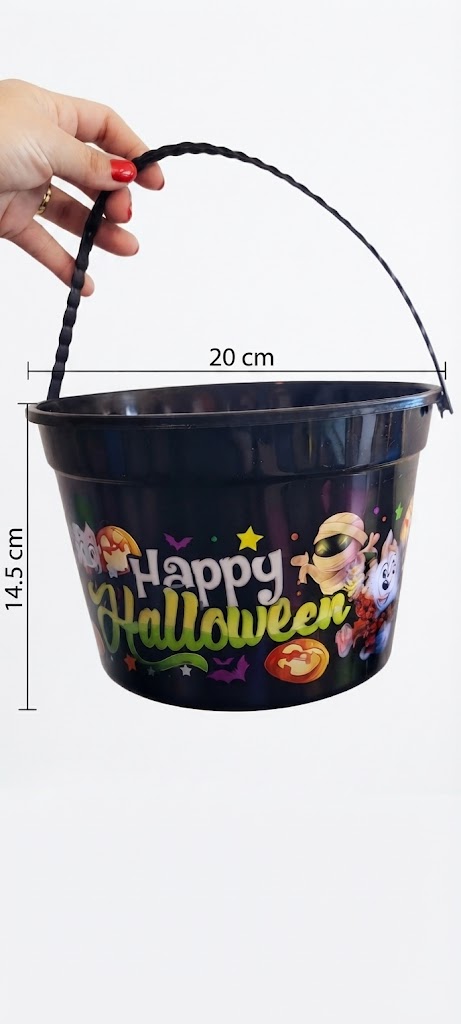 15614836411-watermarked-img-7534151614235489424.jpg BALDE PLÁSTICO HALLOWEEN DIVERTIDO 20X14,5 - PRETO - Imagem 1