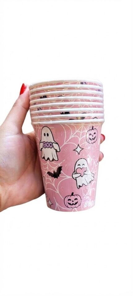 COPO DE PAPEL FANTASMA BOOO HALLOWEEN 250ML C/8 UN